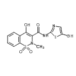 结构式 CAS# 130262-92-9, 4-羟基-N-[5-(羟基甲基)-1,3-噻唑-2-基]-2-甲基-2H-1,2-苯并噻嗪-3-甲酰胺1,1-二氧化物