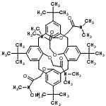 structure of CAS# 145237-45-2, 2,2',2'',2'''-{[5,11,17,23-Tetrakis(2-methyl-2-propanyl)pentacyclo[19.3.1.1<sup>3,7</sup>.1<sup>9,13</sup>.1<sup>15,19</sup>]octacosa-1(25),3(28),4,6,9(27),10,12,15(26),16,18,21,23-dodecaene-25,26,27,28-tetrayl]tetrakis(oxy)}tetrakis(N,N-dimethylacetamide);tert-Butylcalix[4]arene-tetrakis(N,N-dimethylacetamide)