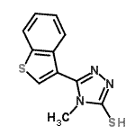 结构式 CAS# 588687-45-0, 5-(1-苯并噻吩-3-基)-4-甲基-4H-1,2,4-三唑-3-硫醇