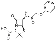 structure of CAS# 87-08-1, Penicillin V;Potassium (2S,5R,6R)-3,3-Dimethyl-7-Oxo-6-[(1-Oxo-2-Phenoxyethyl)Amino]-4-Thia-1-Azabicyclo[3.2.0]Heptane-2-Carboxylate;Potassium (2S,5R,6R)-7-Keto-3,3-Dimethyl-6-[(2-Phenoxyacetyl)Amino]-4-Thia-1-Azabicyclo[3.2.0]Heptane-2-Carboxylate;Potassium (2S,5R,6R)-3,3-Dimethyl-7-Oxo-6-(2-Phenoxyethanoylamino)-4-Thia-1-Azabicyclo[3.2.0]Heptane-2-Carboxylate