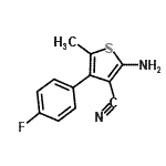结构式 CAS# 884497-33-0, 2-氨基-4-(4-氟苯基)-5-甲基-3-噻吩甲腈