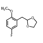 structure of CAS# 898785-22-3, 2-(5-Fluoro-2-methoxybenzyl)-1,3-dioxolane;5-Fluoro-2-methoxy (1,3-dioxolan-2-ylmethyl)benzene