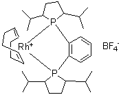 structure of CAS# 1000393-36-1, 1,2-Bis((2S,5S)-2,5-diisopropylphospholano)benzene(cyclooctadiene)rhodium(I) tetrafluoroborate;(1Z,5Z)-cycloocta-1,5-diene;(2S,5S)-1-[2-[(2S,5S)-2,5-di(propan-2-yl)phospholan-1-yl]phenyl]-2,5-di(propan-2-yl)phospholane;rhodium;tetrafluoroborate