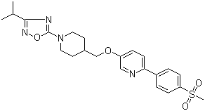 structure of CAS# 1032823-75-8, gsk 1292263;5-[[[1-[3-(1-Methylethyl)-1,2,4-oxadiazol-5-yl]-4-piperidinyl]methyl]oxy]-2-[4-(methylsulfonyl)phenyl]pyridine