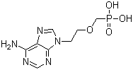 structure of CAS# 106941-25-7, Adefovir;9-[2-Phosphonylmethoxyethyl]adenine; 2-(6-Amino-9H-purin-9-yl)ethoxy]methylphosphonic acid