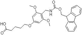 structure of CAS# 115109-65-4, PAL Linker;Fmoc-PAL; 5-[4-[[[(9H-Fluoren-9-ylmethoxy)carbonyl]amino]methyl]-3,5-dimethoxyphenoxy]pentanoic acid