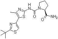 structure of CAS# 1166227-08-2, A 66;(2S)-N1-[2-(tert-Butyl)-4'-methyl[4,5'-bithiazol]-2'-yl]-1,2-pyrrolidinedicarboxamide