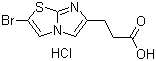 structure of CAS# 1187830-80-3, 2-Bromoimidazo[2,1-b]thiazole-6-propanoic acid hydrochloride