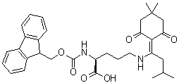 结构式 CAS# 1198321-33-3, N5-[1-(4,4-二甲基-2,6-二氧代环己基亚基)-3-甲基丁基]-N2-[(9H-芴-9-基甲氧基)羰基]-L-鸟氨酸