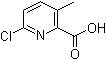 structure of CAS# 1201924-32-4, 6-Chloro-3-methylpyridine-2-carboxylic acid