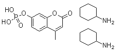 structure of CAS# 128218-53-1, 4-Methyl-7-(phosphonooxy)-2H-1-benzopyran-2-one compd. with cyclohexanamine (1:2)