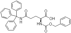 结构式 CAS# 132388-60-4, N-Cbz-N'-三苯甲基-L-谷氨酰胺; N-苄氧羰基-N'-三苯甲基-L-谷氨酰胺