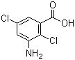 结构式 CAS# 133-90-4, 草灭畏; 3-氨基-2,5-二氯苯甲酸