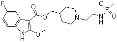 structure of CAS# 144625-67-2, [1-[2-[(Methylsulfonyl)amino]ethyl]-4-piperidinyl]methyl 5-fluoro-2-methoxy-1H-indole-3-carboxylate;GR 125487