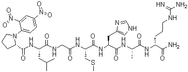 结构式 CAS# 145224-98-2, 1-(2,4-二硝基苯基)-L-脯氨酰-L-亮氨酰甘氨酰-S-甲基-L-半胱氨酰-L-组氨酰-L-丙氨酰-D-精氨酰胺