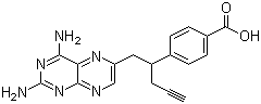 结构式 CAS# 146464-93-9, 4-[1-[(2,4-二氨基-6-蝶啶基)甲基]-3-丁炔基]苯甲酸