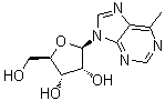 structure of CAS# 14675-48-0, 6-Methyl-9-beta-D-ribofuranosylpurine;6-Methylpurine ribonucleoside; 6-Methylpurine-9-beta-D-ribofuranoside; NSC 101619