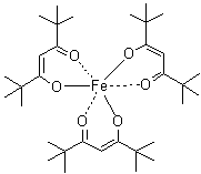 结构式 CAS# 14876-47-2, 三(2,2,6,6-四甲基-3,5-庚二酮)铁
