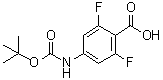 结构式 CAS# 150460-57-4, 4-[[叔丁氧羰基]氨基]-2,6-二氟苯甲酸
