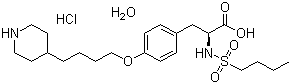 structure of CAS# 150915-40-5, Tirofiban hydrochloride monohydrate;N-(Butylsulfonyl)-O-(4-(4-piperidinyl)butyl)-L-tyrosine monohydrochloride monohydrate; (2S)-2-(Butylsulfonylamino)-3-[4-[4-(4-piperidyl)butoxy]phenyl]propanoic acid hydrochloride hydrate