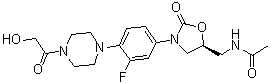 structure of CAS# 165800-04-4, Eperezolid;PNU 100592; U 100592; (S)-N-[[3-[3-Fluoro-4-[4-(hydroxyacetyl)-1-piperazinyl]phenyl]-2-oxo-5-oxazolidinyl]methyl]acetamide