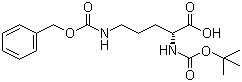 structure of CAS# 16937-92-1, N-Boc-N'-Cbz-D-Ornithine;Boc-D-Orn(Z)-OH; Boc-D-Ornithine(Cbz)