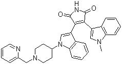 结构式 CAS# 170364-57-5, Enzastaurin; LY 317615; 3-(1-甲基-1H-吲哚-3-基)-4-(1-(1-(2-吡啶甲基)-4-哌啶基)-1H-吲哚-3-基)-1H-吡咯-2,5-二酮