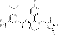 结构式 CAS# 170729-80-3, 阿瑞匹坦; 5-[2(R)-[1(R)-[3,5-¶þ(Èý·ú¼×»ù)±½»ù]ÒÒÑõ»ù]-3(S)-(4-·ú±½»ù)Âðßø-4-»ù¼×»ù]-3,4-¶þÇâ-2H-1,2,4-Èýßò-3-Íª