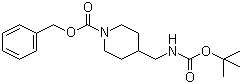 结构式 CAS# 172348-56-0, 1-N-Cbz-4-N-(Boc-氨甲基)哌啶; 1-N-苄氧羰基-4-N-(叔丁氧羰基氨甲基)哌啶