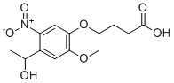 structure of CAS# 175281-76-2, 4-(4-(1-Hydroxyethyl)-2-methoxy-5-nitrophenoxy)butanoic acid