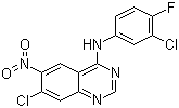 structure of CAS# 179552-73-9, 7-Chloro-N-(3-chloro-4-fluorophenyl)-6-nitro-4-quinazolinamine