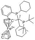 结构式 CAS# 1854067-58-5, (S)-1-[(S)-1-(二叔丁基膦基)乙基]-2-[2-(二环己基膦基)苯基]二茂铁
