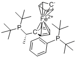structure of CAS# 1854067-71-2, (S)-1-[(S)-1-(Di-tert-butylphosphino)ethyl]-2-[2-(di-tertbutylphosphino)phenyl]Ferrocene;Walphos SL-W030-2