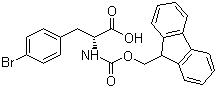 结构式 CAS# 198545-76-5, Fmoc-D-4-溴苯丙氨酸; N-(9-芴甲氧羰基)-4-溴苯基-D-丙氨酸