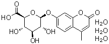 structure of CAS# 199329-67-4, 4-Methyl-2-oxo-2H-1-benzopyran-7-yl beta-D-glucopyranosiduronic acid trihydrate