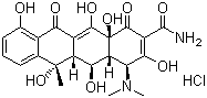 structure of CAS# 2058-46-0, Oxytetracycline hydrochloride;5-Hydroxytetracycline hydrochloride; [4S-(4alpha,4aalpha,5alpha,5aalpha,6beta,12aalpha)]-4-(Dimethylamino)-1,4,4a,5,5a,6,11,12a-octahydro-3,5,6,10,12,12a-hexahydroxy-6-methyl-1,11-dioxo-2-naphthacenecarboxamide monohydrochloride