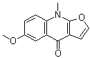 结构式 CAS# 2181-84-2, 6-甲氧基-9-甲基呋喃并[2,3-b]喹啉-4(9H)-酮