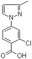 结构式 CAS# 220461-68-7, 2-氯-4-(3-甲基-1H-吡唑-1-基)苯甲酸