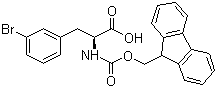 结构式 CAS# 220497-48-3, Fmoc-L-3-溴苯丙氨酸; N-(9-芴甲氧羰基)-3-溴苯基-L-丙氨酸