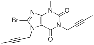 structure of CAS# 2436762-89-7, 8-Bromo-1,7-di(but-2-yn-1-yl)-3-methyl-3,7-dihydro-1H-purine-2,6-dione;Linagliptin Impurity 55;1H-Purine-2,6-dione, 8-bromo-1,7-di-2-butyn-1-yl-3,7-dihydro-3-methyl