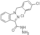 structure of CAS# 252025-52-8, Adjudin;1-[(2,4-Dichlorophenyl)methyl]-1H-indazole-3-carboxylic acid hydrazide; AF 2364