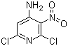 structure of CAS# 2897-43-0, 4-Amino-2,6-dichloro-3-nitropyridine;2,6-Dichloro-3-nitropyridin-4-amine; 2,6-Dichloro-4-amino-5-nitropyridine; NSC 136572