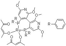 structure of CAS# 316829-35-3, (OC-6-22)-[(3R)-4,4'-Bis(diphenylphosphino)-2,2',6,6'-tetramethoxy-3,3'-bipyridine]bis(2,4-pentanedionato)ruthenium