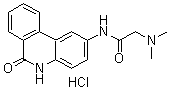 structure of CAS# 344458-15-7, PJ 34 hydrochloride;N-(6-Oxo-5,6-dihydrophenanthridin-2-yl)-2-(N,N-dimethylamino)acetamide hydrochloride