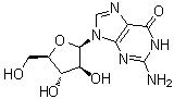 structure of CAS# 38819-10-2, 9-beta-D-Arabinofuranosylguanine;Arabinoguanosine; Araguanosine; Guanine arabinoside; NSC 76352; ara-Guanosine