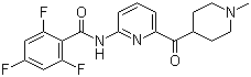结构式 CAS# 439239-90-4, Lasmiditan; 2,4,6-三氟-N-[6-[(1-甲基-4-哌啶基)羰基]-2-吡啶基]苯甲酰胺