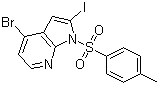 结构式 CAS# 480423-17-4, 4-溴-2-碘-N-对甲苯磺酰-7-氮杂吲哚; 4-溴-2-碘-1-对甲苯磺酰基-1H-吡咯并[2,3-b]吡啶