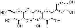 结构式 CAS# 491-50-9, 槲皮素-7-葡萄糖苷; 槲皮素-7-O-beta-D-吡喃葡萄糖苷