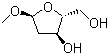 结构式 CAS# 51255-17-5, 甲基-2-脱氧-alpha-D-呋喃核糖苷