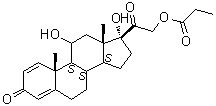 structure of CAS# 5740-62-5, Prednisolone 21-propionate;(11beta)-11,17-Dihydroxy-21-(1-oxopropoxy)pregna-1,4-diene-3,20-dione